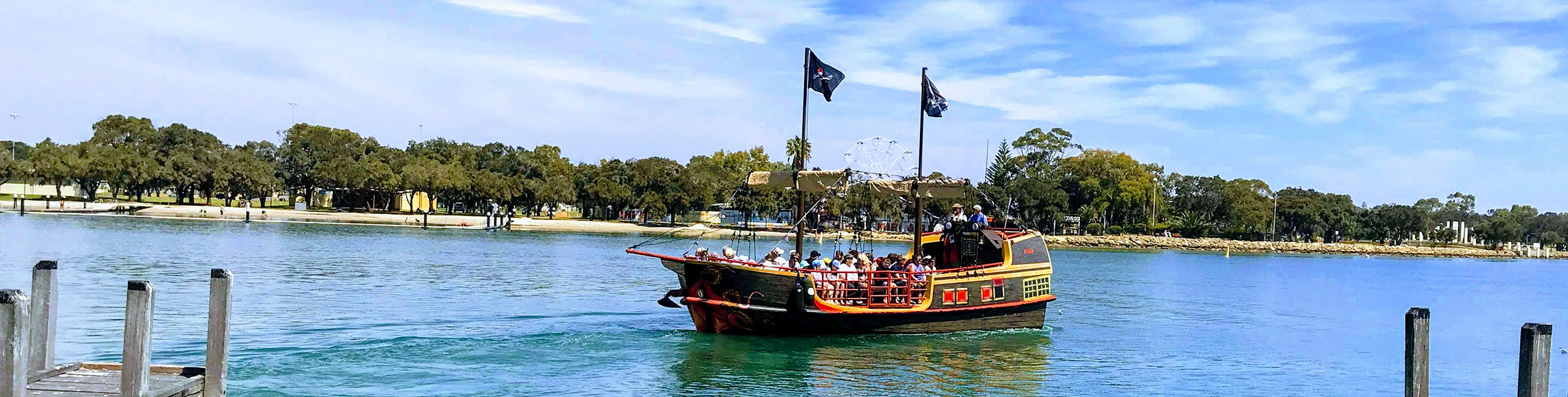 Pirate Ship approaching the jetty