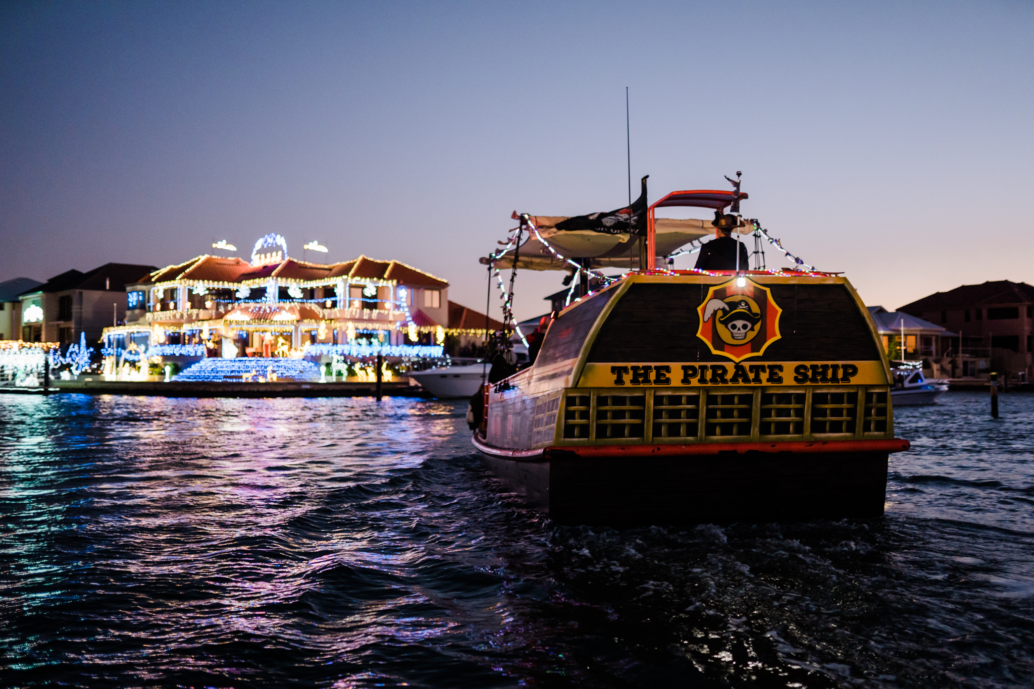 Mandurah Christmas lights cruise aboard The Pirate Ship Mandurah