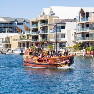 Pirate Ship Mandurah in the marina